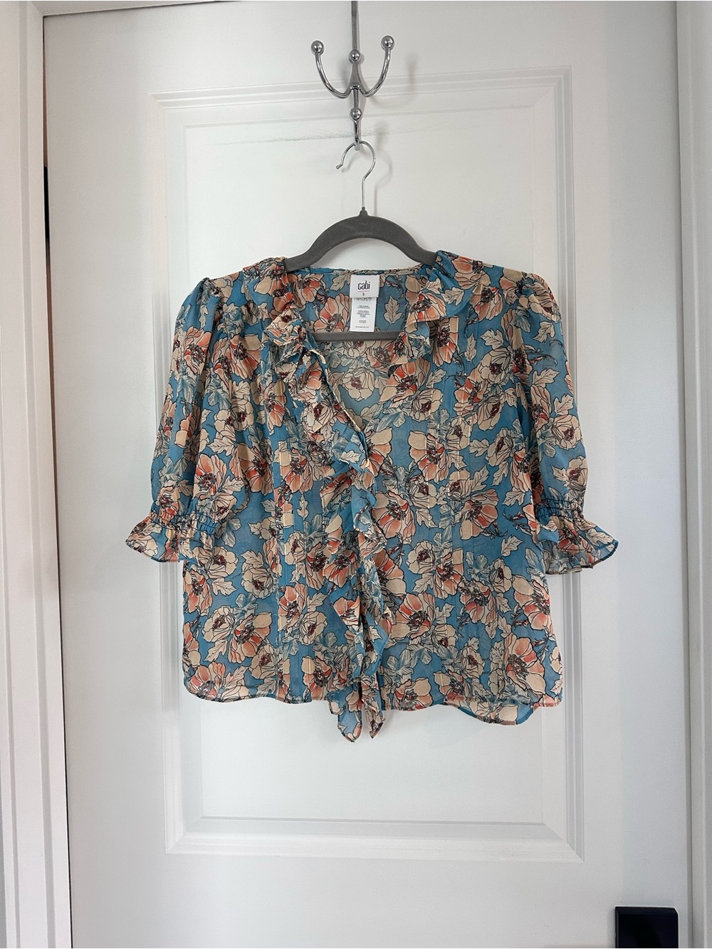 CAbi Floral Ruffle Blouse